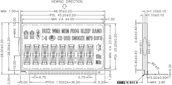 wholesale TN lcd module for mp3 player with bluetooth